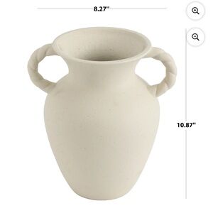 Off-White Two-Handled Ceramic Tabletop Vase - Knotted Design Handle